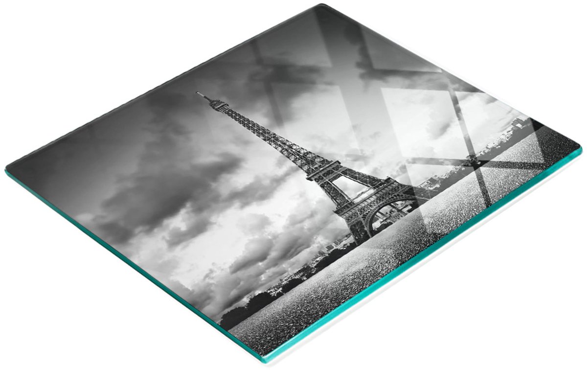 Stijlvol en duurzaam glazen bord met print van de Eiffeltoren, Parijs, 60x52 cm