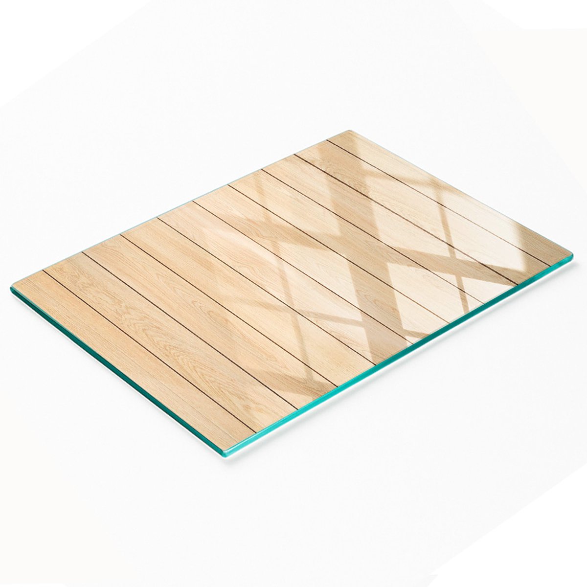 Keuken serveerplank van gehard glas met afbeelding, hout, 80x52 cm