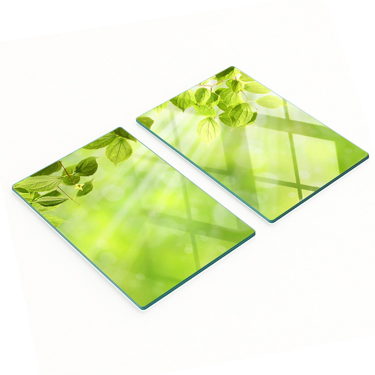 Multifunctionele decoratieve glazen borden met bladprint 2x40x52 cm