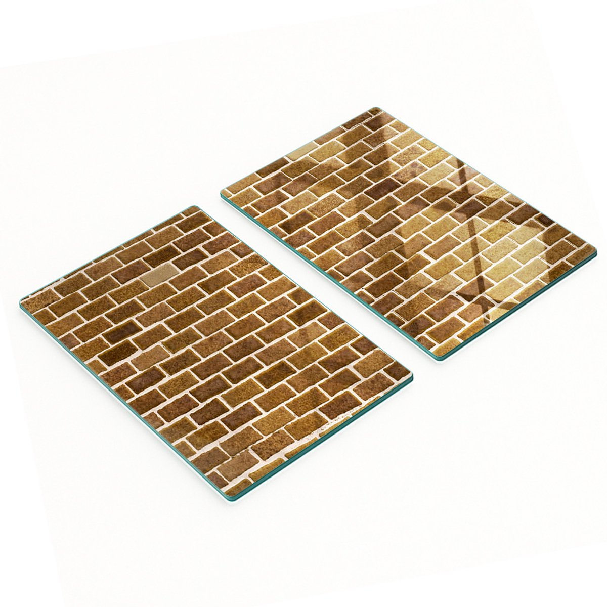 Decoratieve glazen snij- en serveerplanken met bakstenen muurmotief, 2x40x52 cm