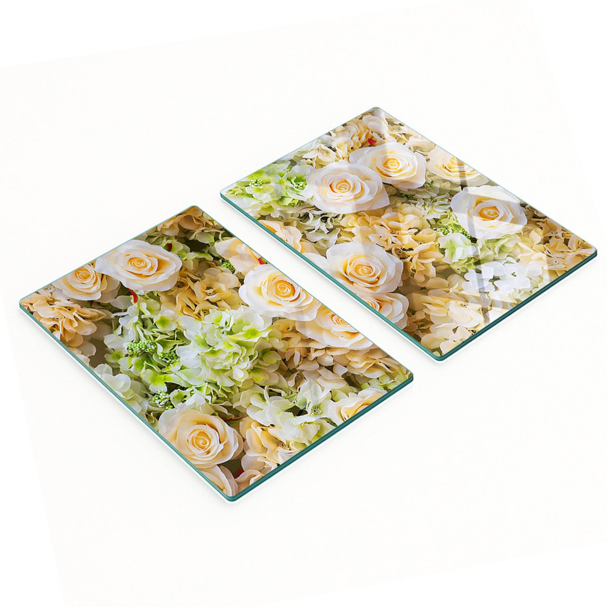 Multifunctionele decoratieve keukenplanken van gehard glas met rozenmotief, 2x40x52 cm