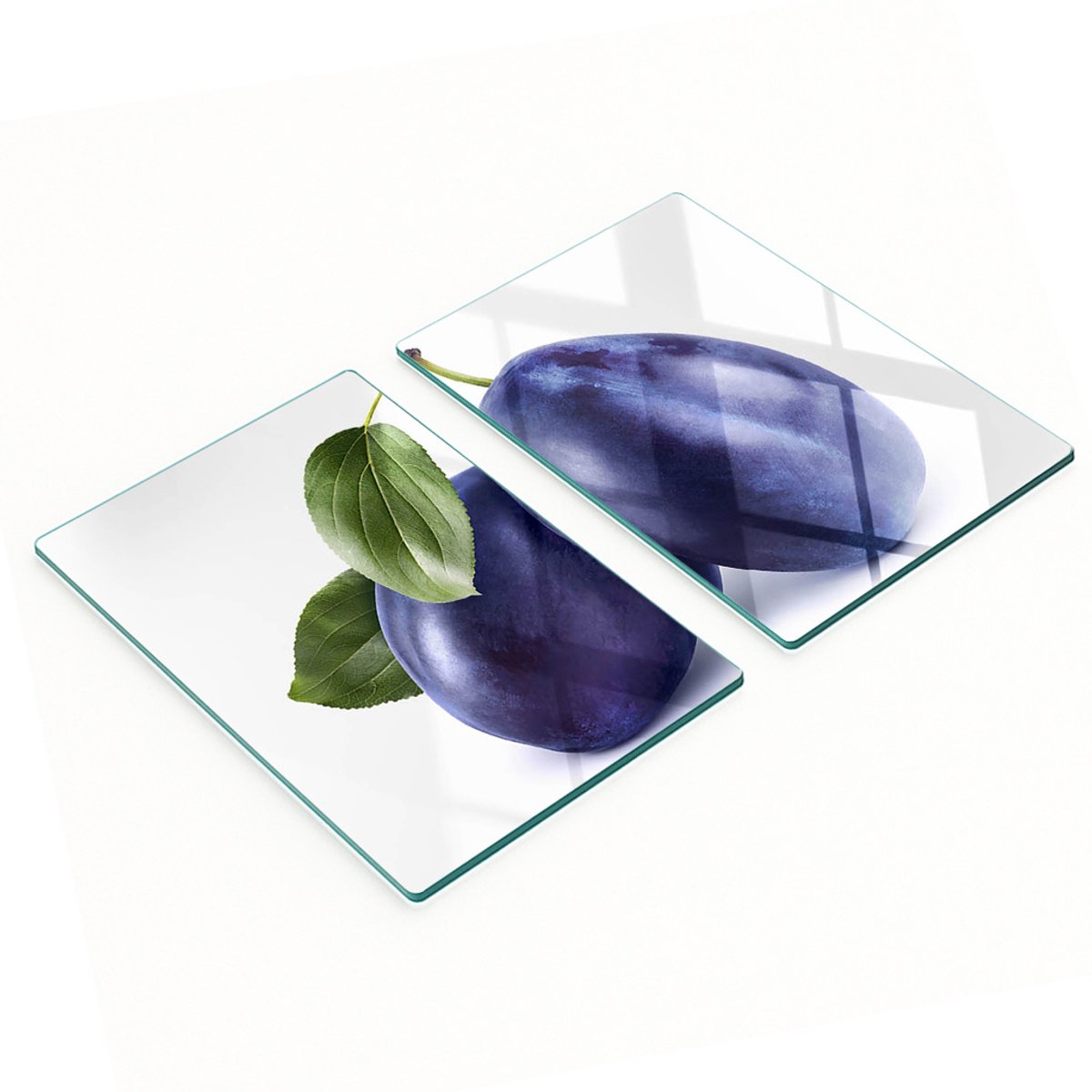 Multifunctionele decoratieve glazen borden met pruimenprint 2x40x52 cm