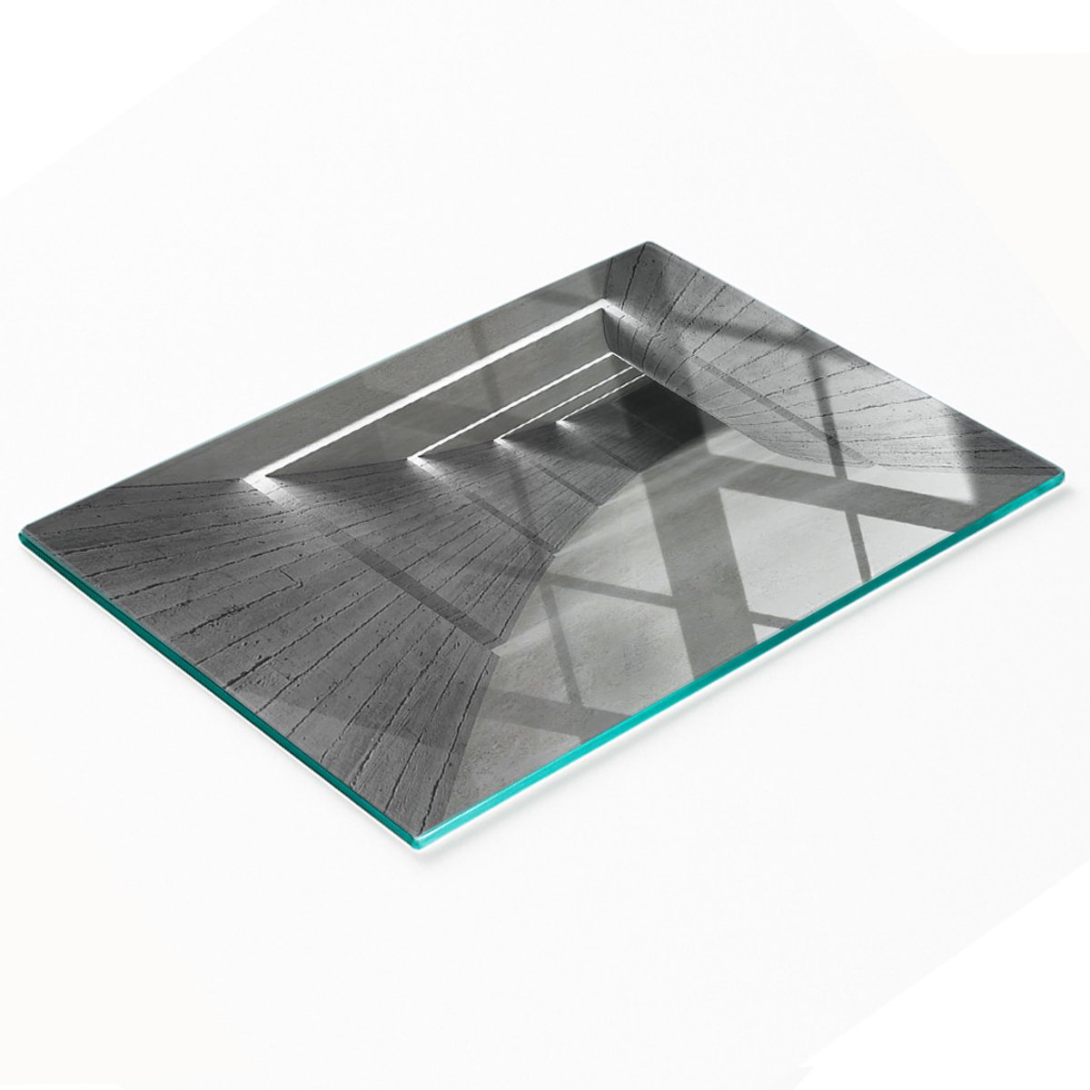 Duurzame en stijlvolle snijplank van gehard glas met betonpatroon, 80x52 cm