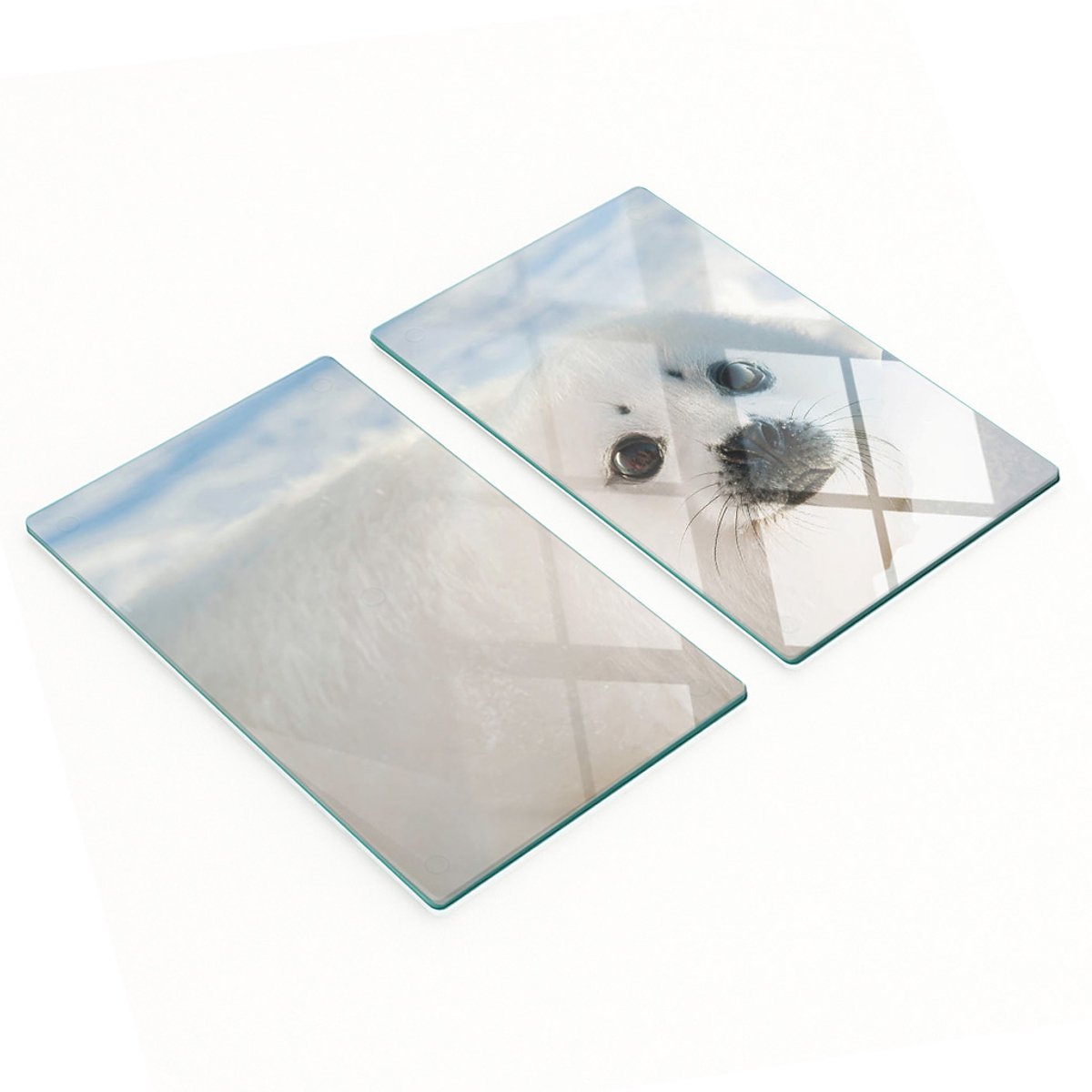 Set van gehard glazen keukenplanken met zegelprint, 2x30x52 cm
