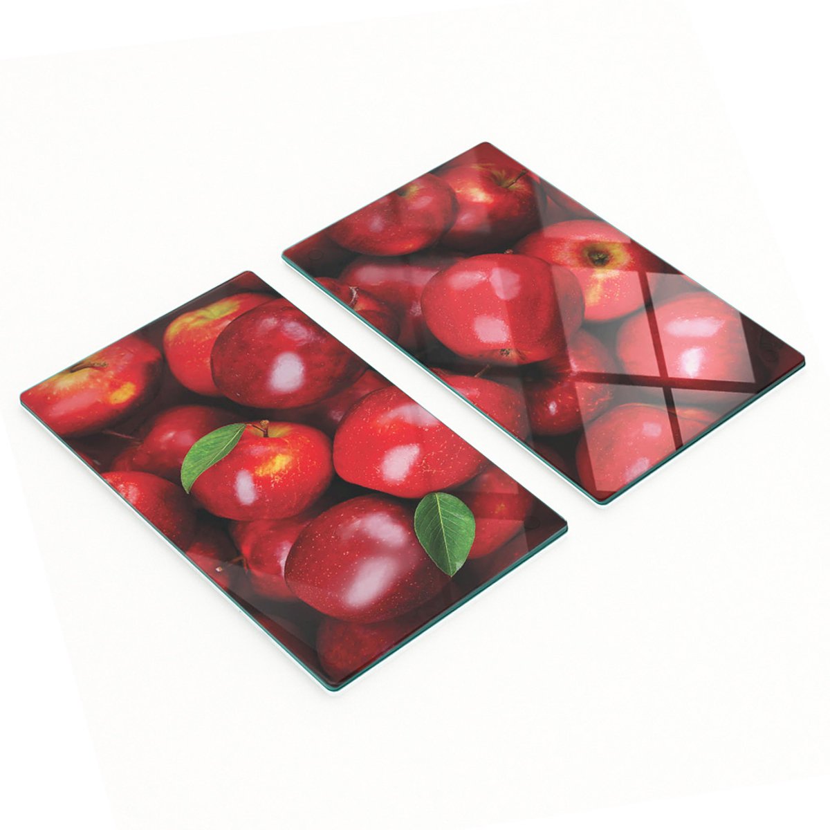 Keukenplanken van gehard glas met rode appelafbeeldingen, 2x30x52 cm