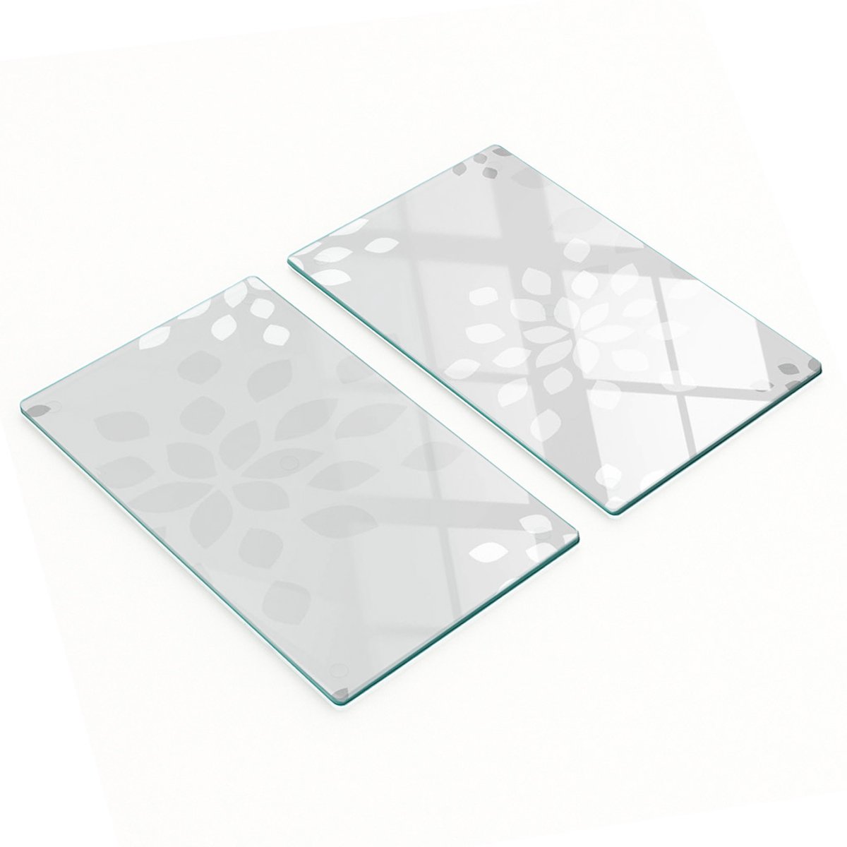 Decoratieve glazen snij- en serveerplanken met bloemenpatroon, 2x30x52 cm