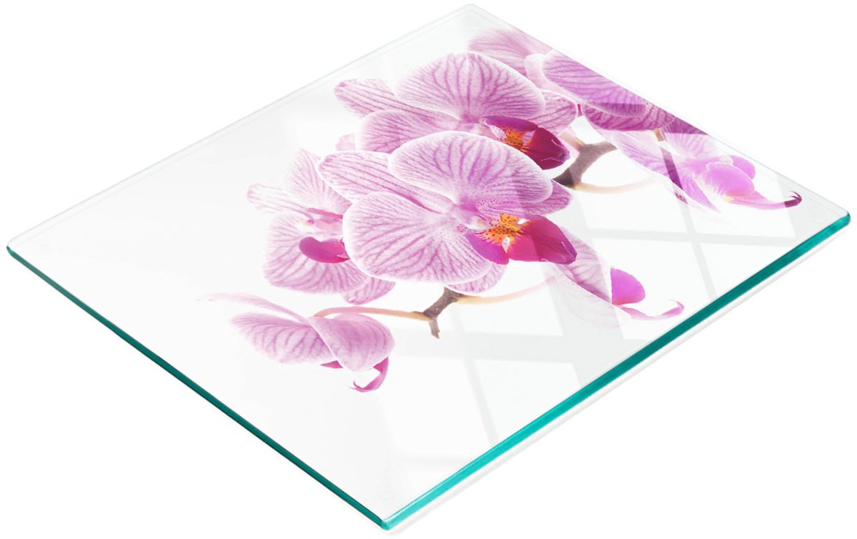 Multifunctionele decoratieve glazen snijplank voor de keuken, roze orchidee, 60x52 cm