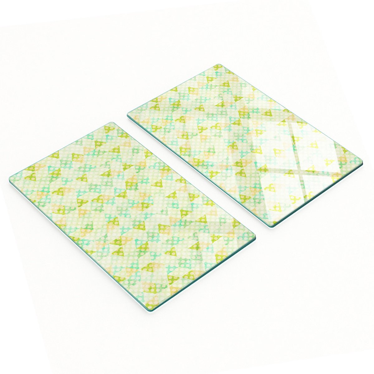 Set van twee glazen snijplanken met geometrische vormen, 2x30x52 cm