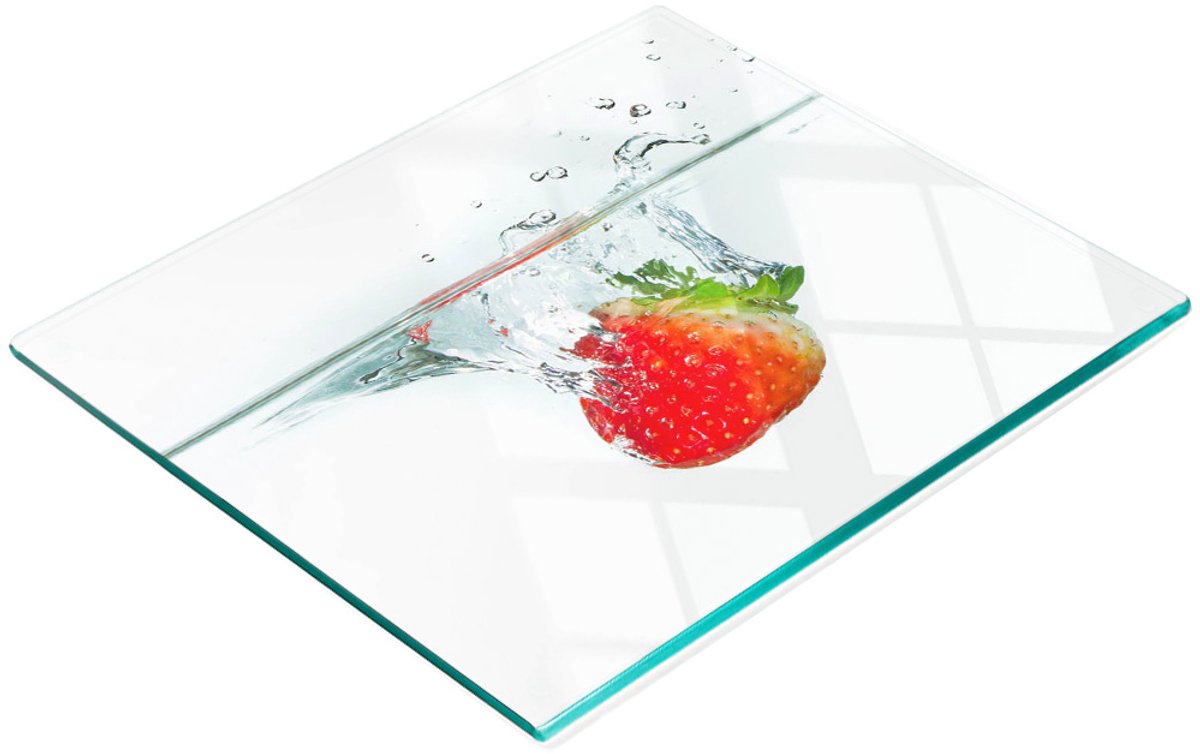 Gehard multifunctioneel decoratief bord van glas met aardbeimotief, 60x52 cm