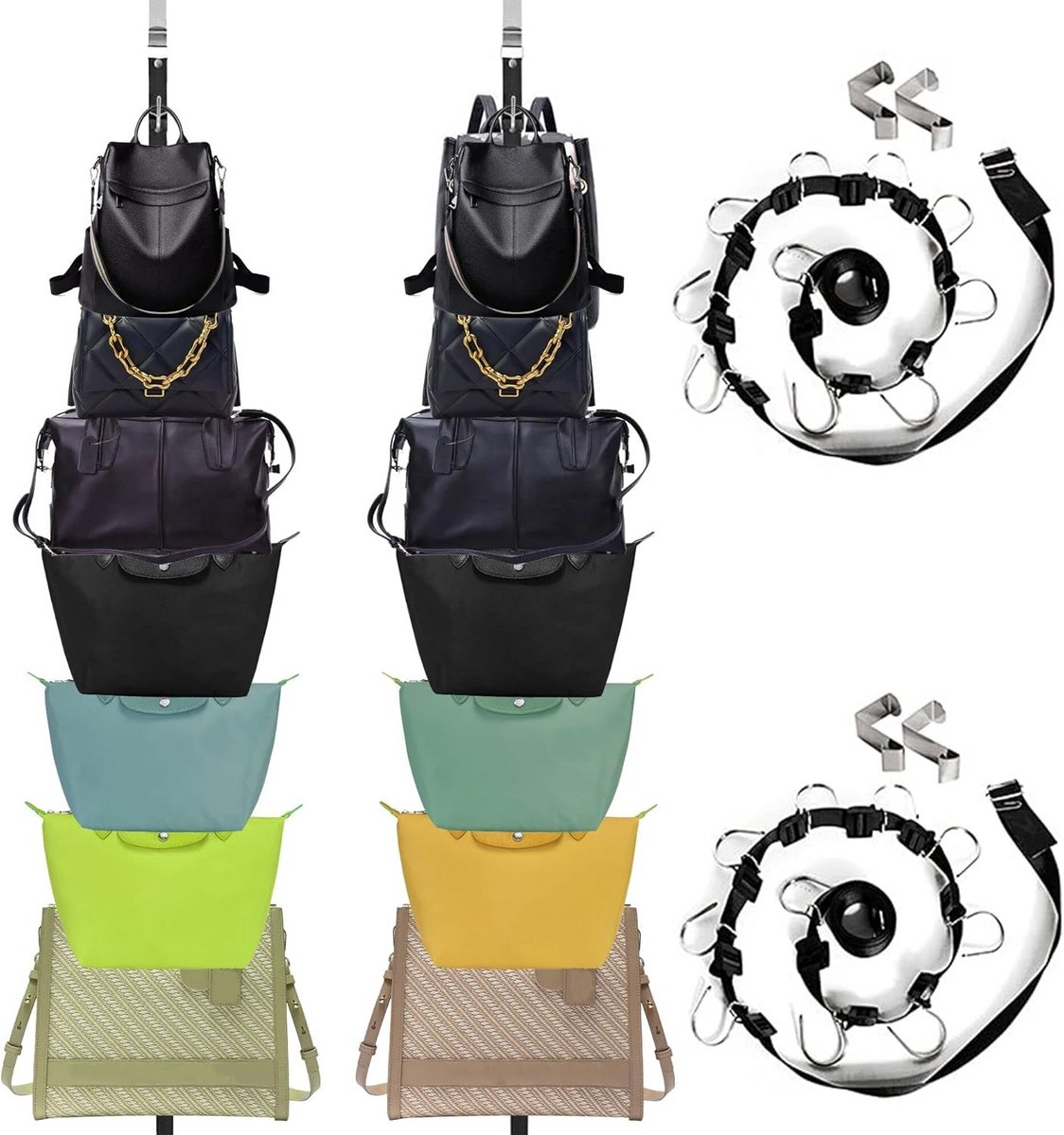 Handtas Organizer - Tas Hanger - Kast Deur - 2 Stuks 20 Vakken - Antiek