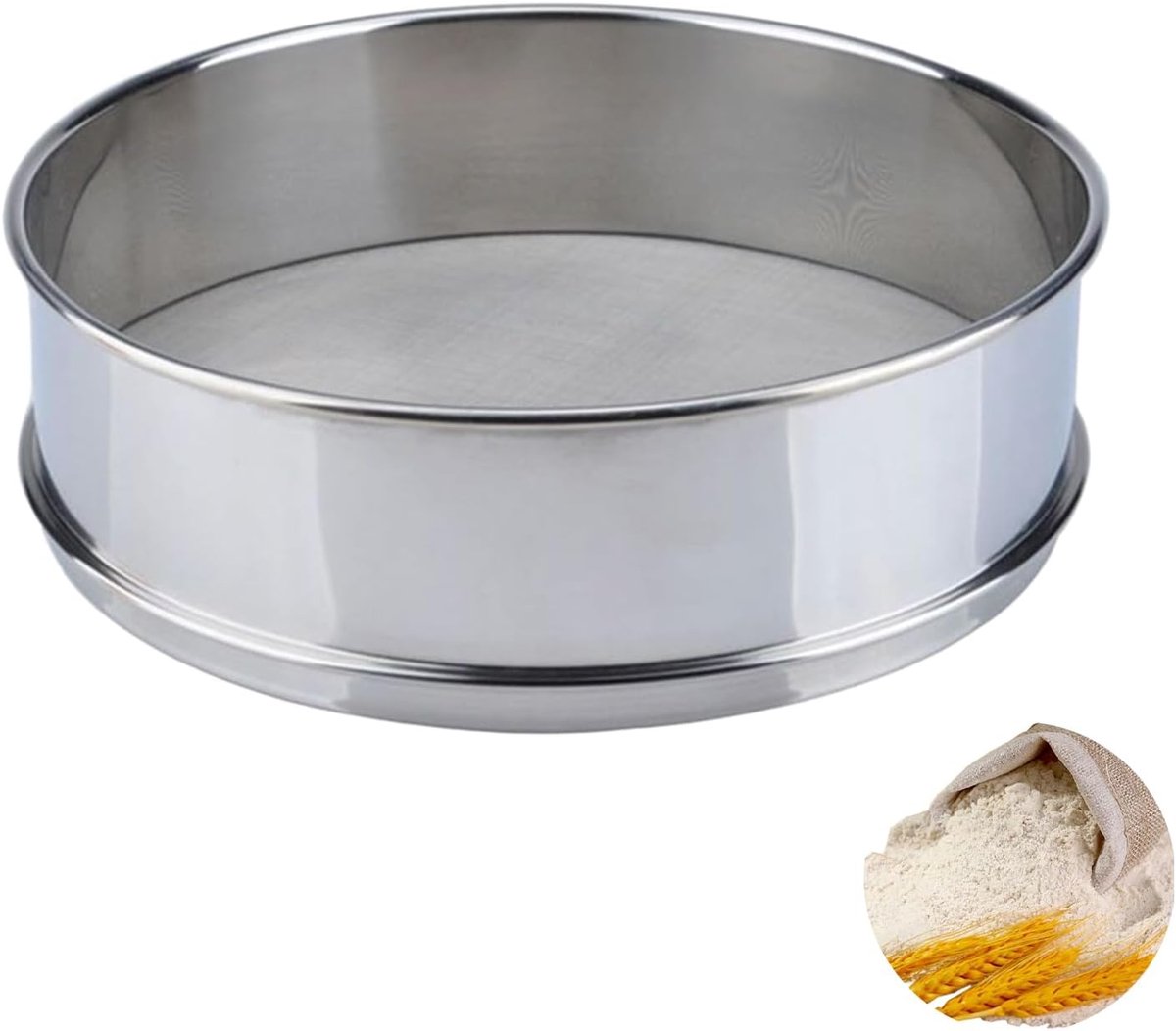 Bloemzeef – 150-mesh – Ronde roestvrijstalen zeef – Geschikt voor bakproducten zoals bloem, poedersuiker, brood, taarten en pizza - 35CM
