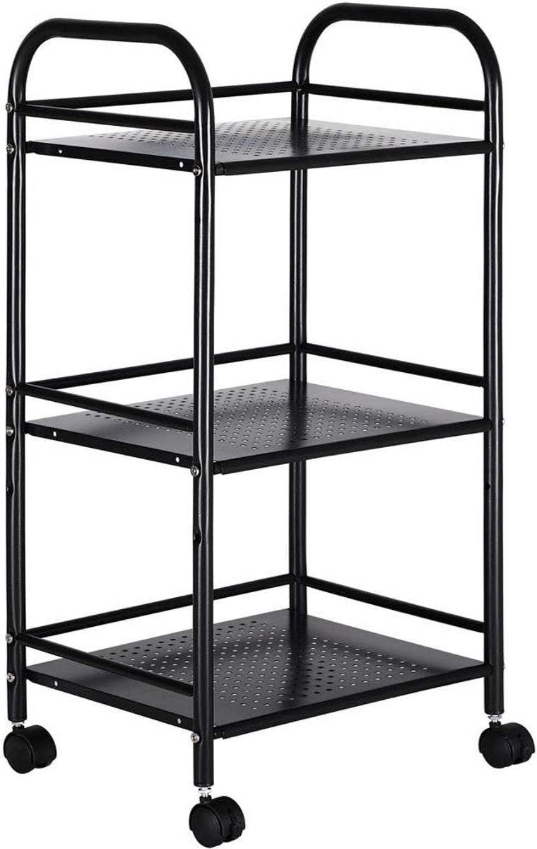 Metalen Opbergtrolley met 3 Lades en Zwenkwielen voor Badkamer of Keuken