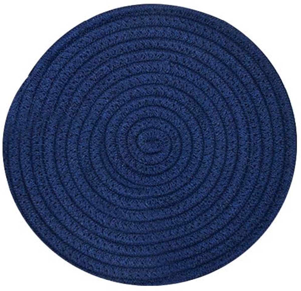 Antislip onderzetter van katoendraad – Stijlvolle, hittebestendige, rond gevlochten onderzetter voor koken en bakken – 1 stuk, marineblauw, 12 cm