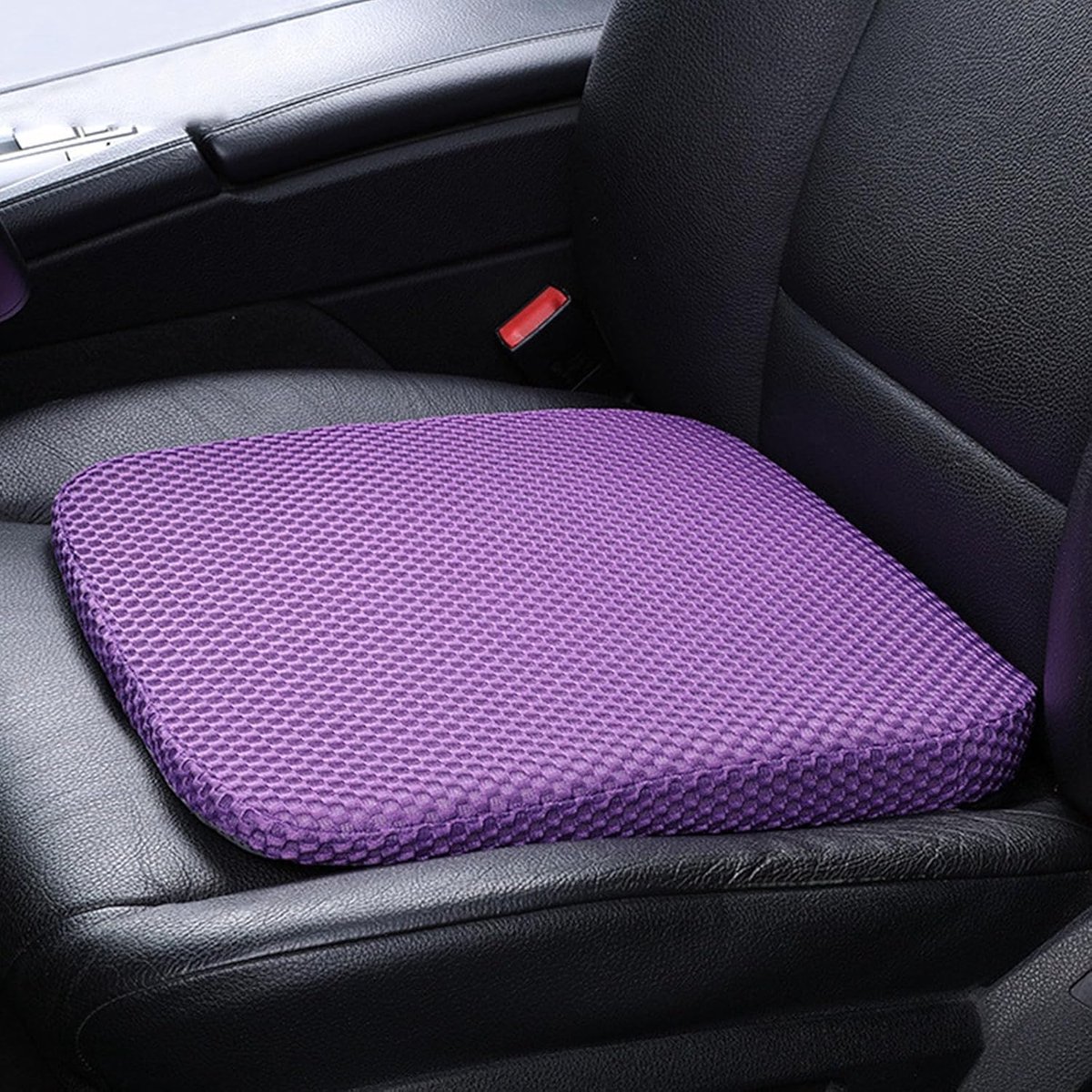 KZQ Paars Wigvormig Autostoelkussen Memory Schuim Verhoger voor Volwassenen Beter Zicht Comfortabele Ondersteuning Heupen en Rug 10 cm Dik