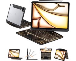 Transparante iPad Hoes - Met Toetsenbord - Productief Werken - 360 Graden Draaibaar - 12.9 & 13 Inch - Zwart