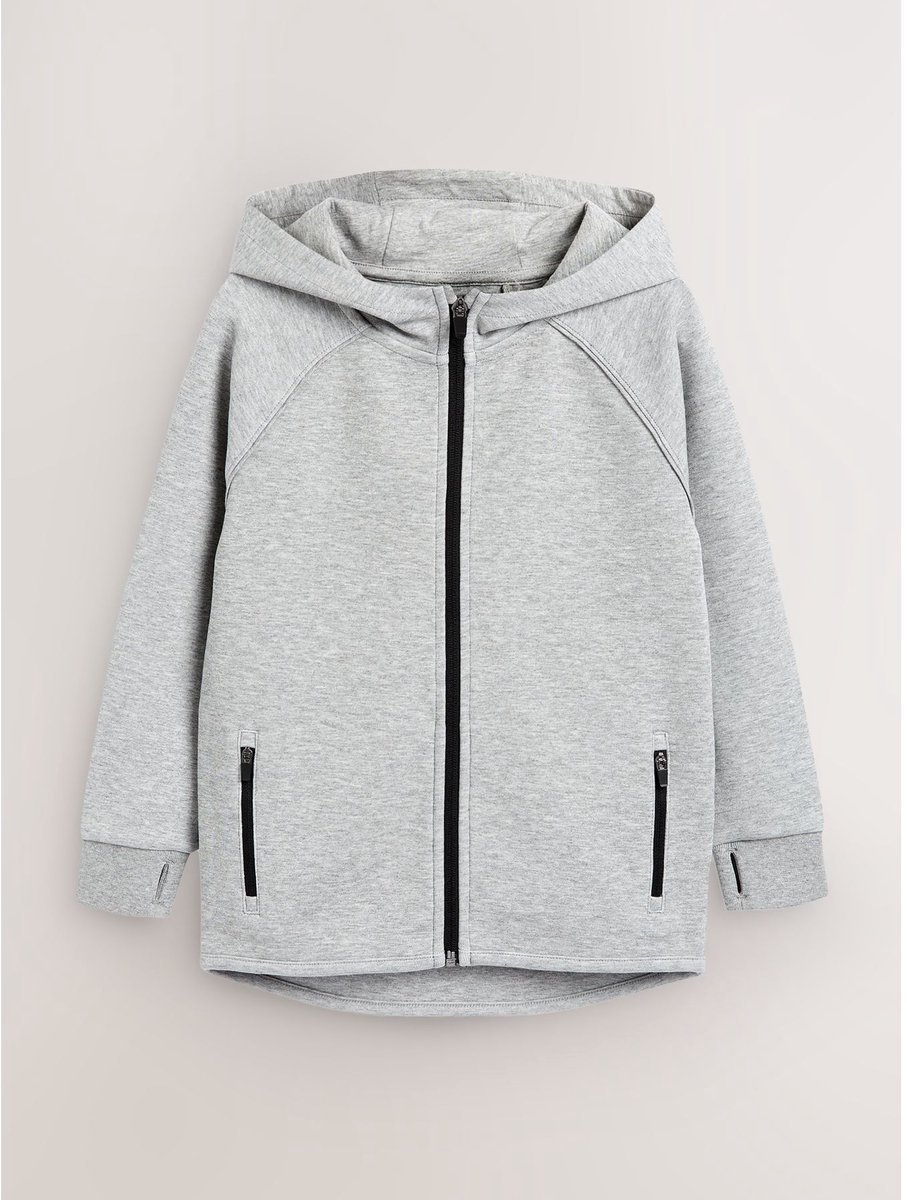 Next - Jongens - Tech Sportswear hoodie met doorlopende rits - Grijs