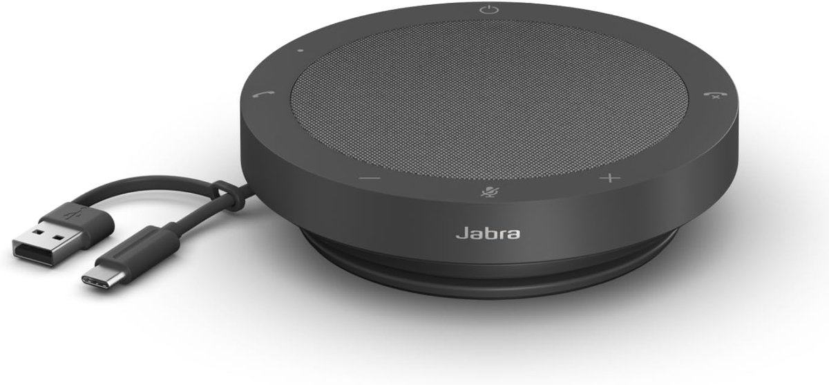 Draagbare Speakerphone - Conferentie Luidspreker - Professionele Gesprekken - 4 Ruisonderdrukkende Microfoons - 245 gram - Donkergrijs