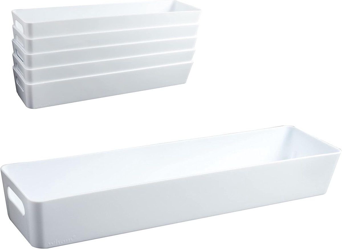 Opbergbox Set - Lade Organizer - Bureau Kast - Stapelbaar Ontwerp - 40x10x6cm - Wit