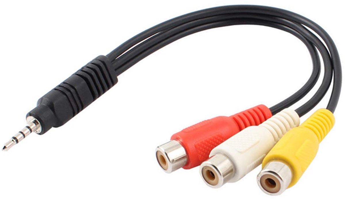 Adapter Kabel - Jack naar RCA - Video en Audio - Plug en Play - 30cm Lengte - Zwart