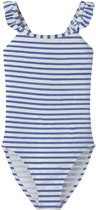 Name It Meisjes Badpak NKFZIPPA Blauw/Wit Gestreept - Maat 122/128