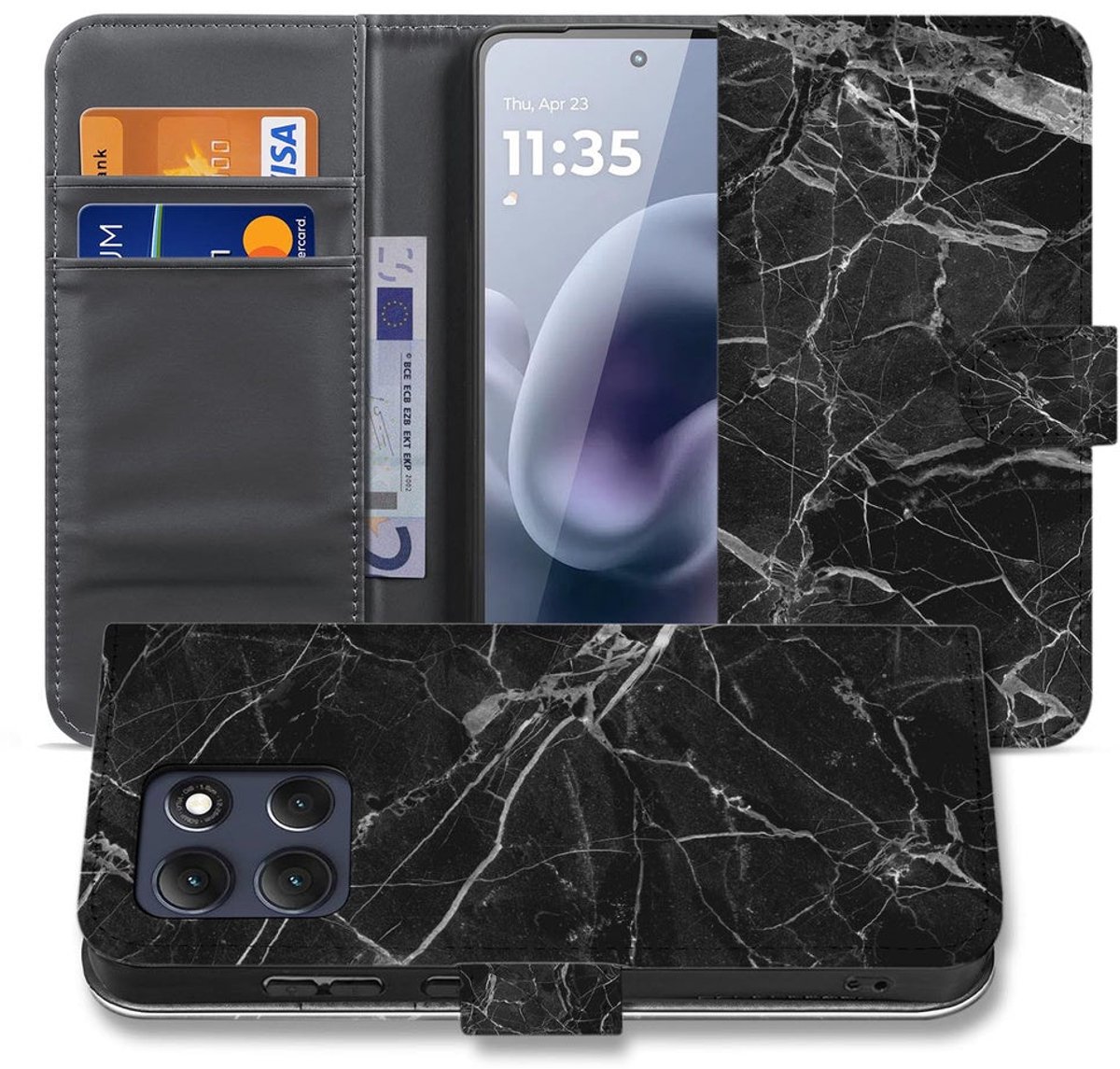 Motorola Moto G86 Bookcase Zwart Marmer