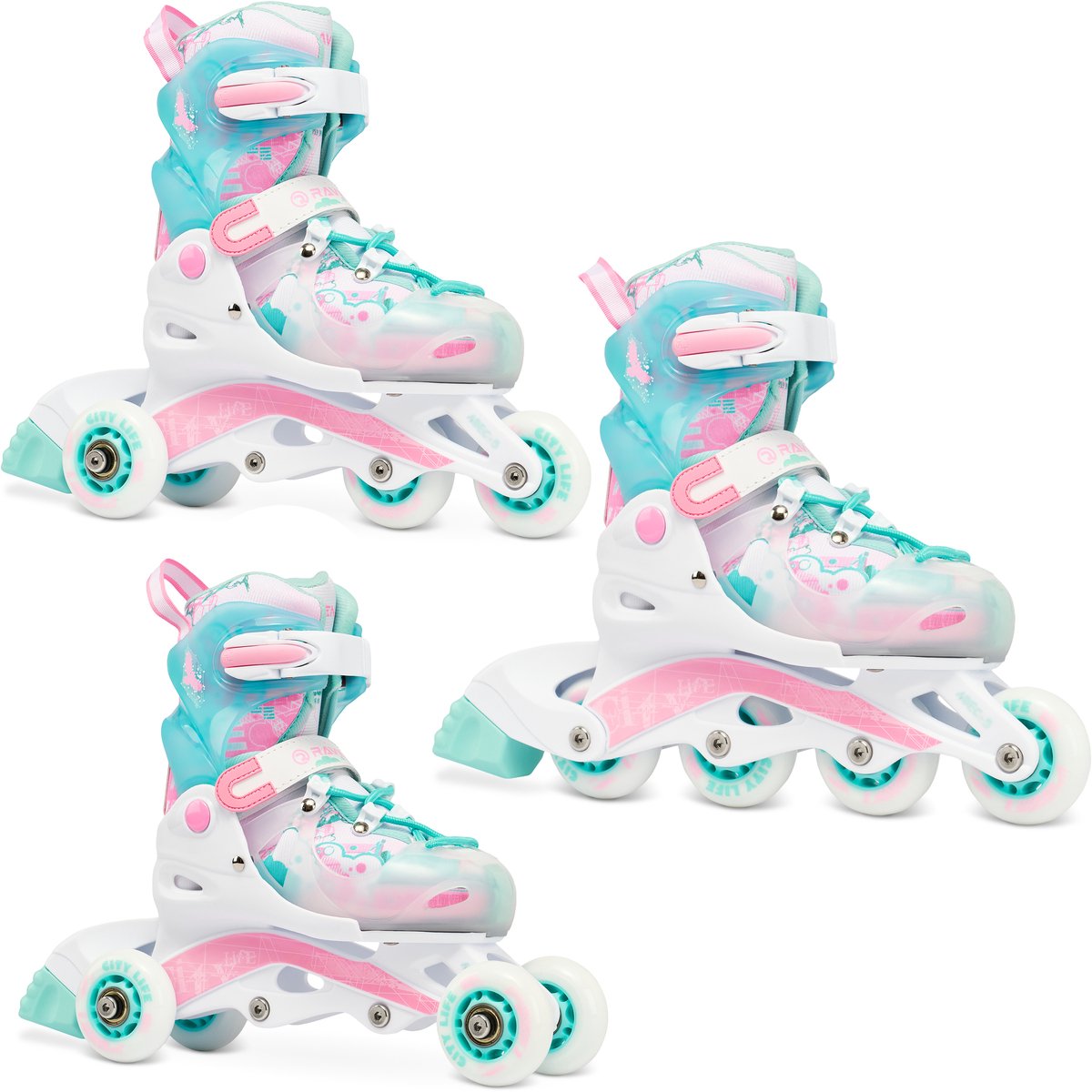 RAVEN Princess Verstelbare Skeelers 3-in-1 34-37 Wit