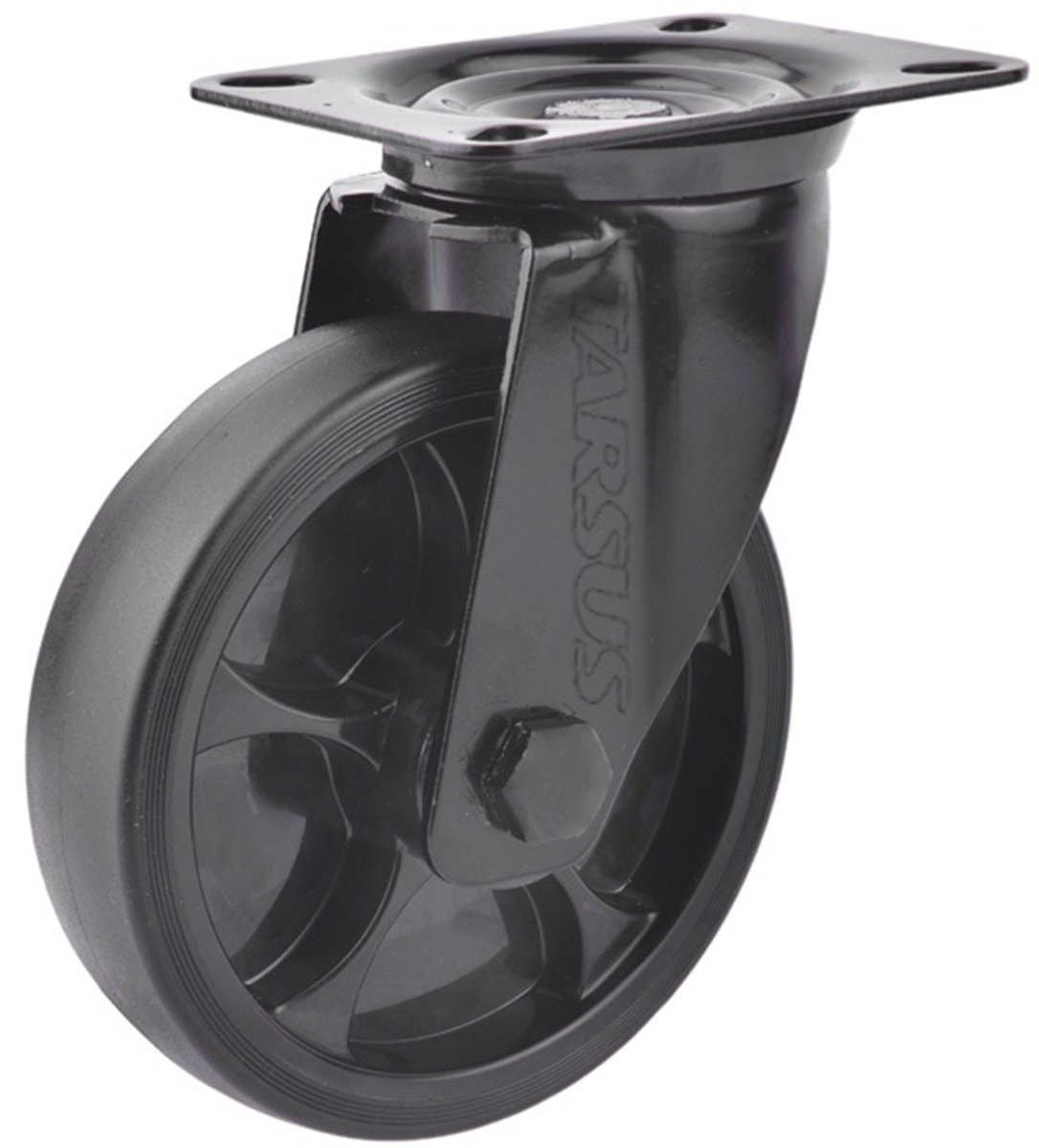Zwenkwiel 125 mm 120 kg TPR rubberband zwart - TARSUS
