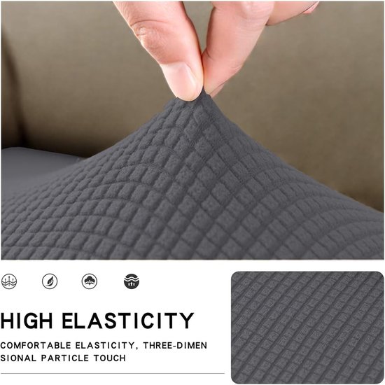 Stretch Bankhoes 3-Zits Antislip Tartan Patroon Wit - Elastische Bankbeschermer — afbeelding 2