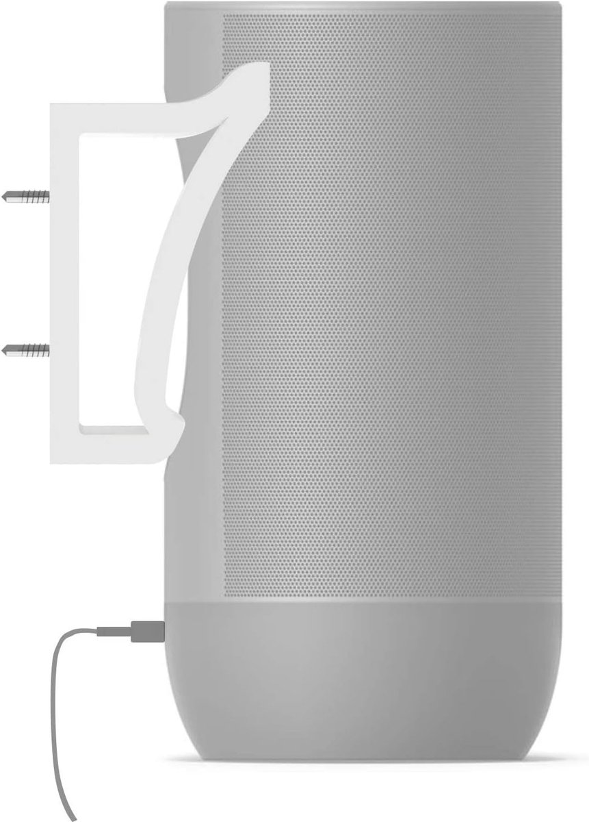 Wandsteun met Oplaadmogelijkheid voor Draadloze Speaker - Wit