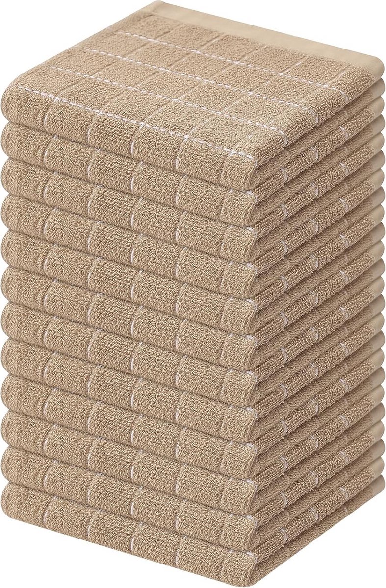 Set van 12 Katoenen Keukendoeken - Zacht, Absorberend en Sneldrogend