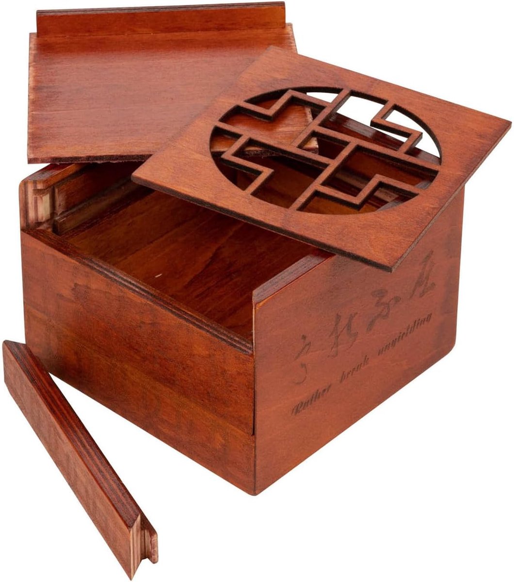 Houten Puzzeldoos met Geheimvak als Geschenkverpakking 11x11x7.5 cm — cadeau in Spellen & Speelgoed - foto 4