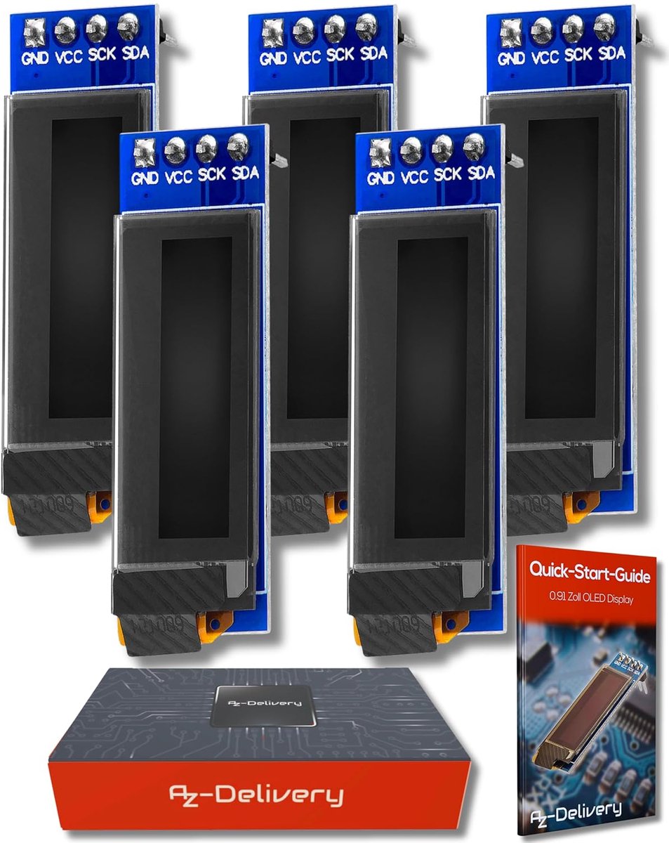5x 0.91 Inch OLED I2C Display 128x32 Pixels SSD1306 - Compatibel met Arduino & Raspberry Pi