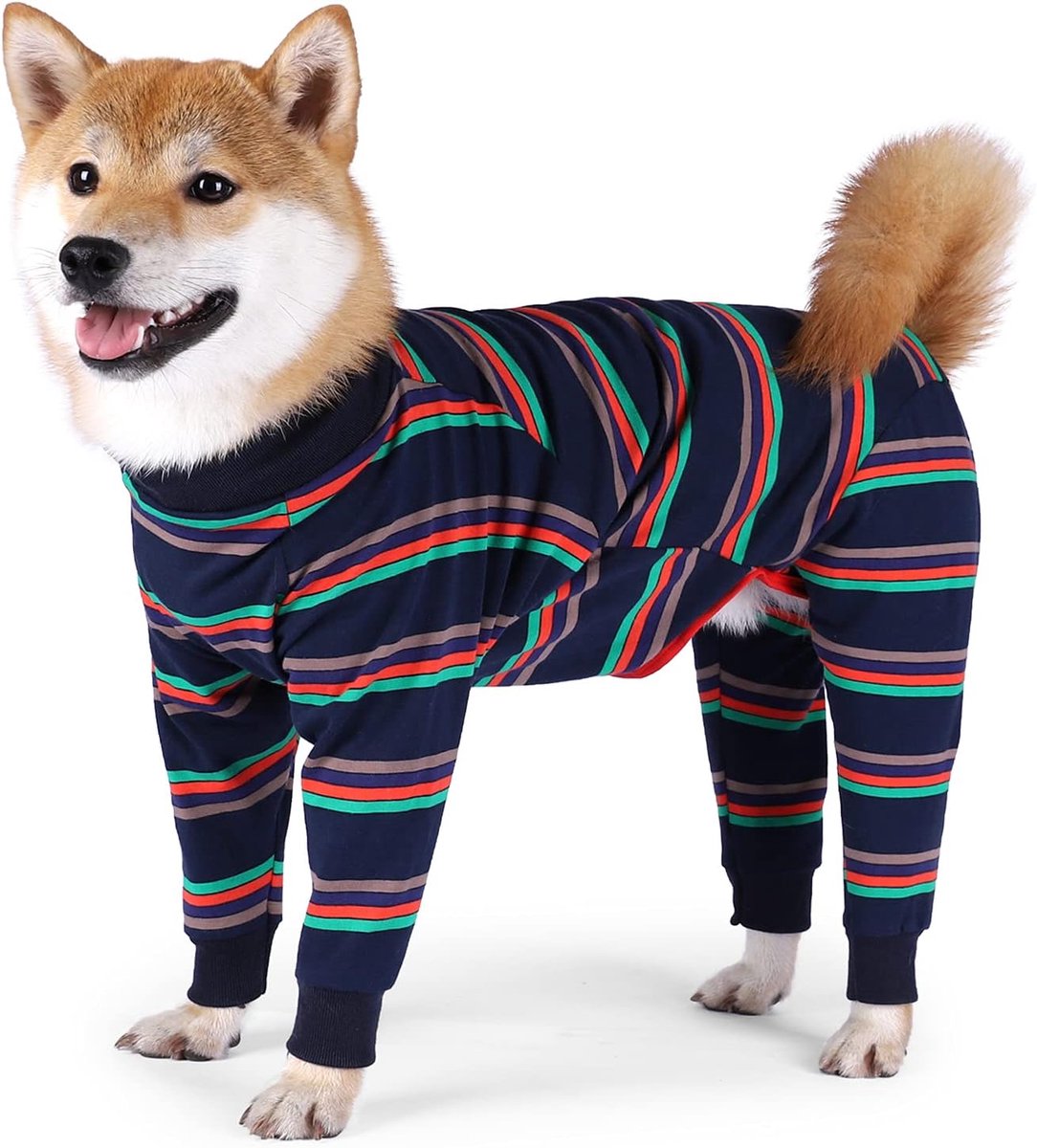Surgical Recovery Suit Onesie Legs Long Sleeves Breathable Post Surgery Pajamas Anti-lick Abdominal Wound Alternative Pets Dogs - Blue Color