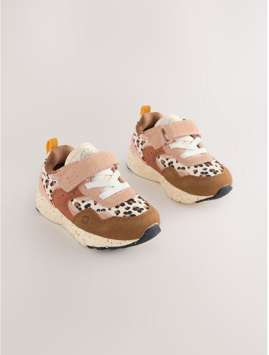 Next - Meisjes - Sneakers met klittenbandsluiting, elastische veters en brede pasvorm (G) - Bruin