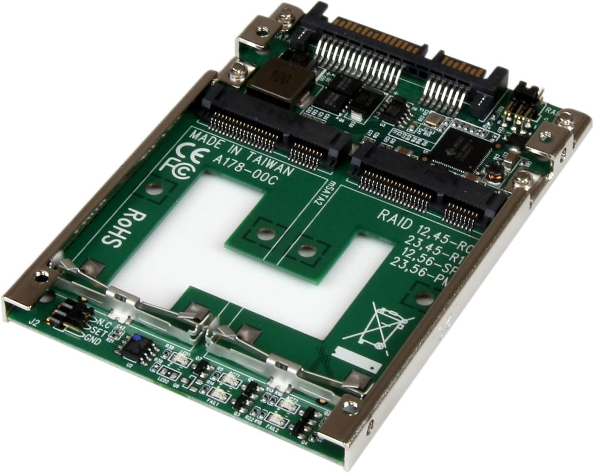 RAID Adapter - mSATA naar SATA - Opslag Uitbreiding - Dubbele SSD Ondersteuning - 2.5 Inch Formaat - Groen