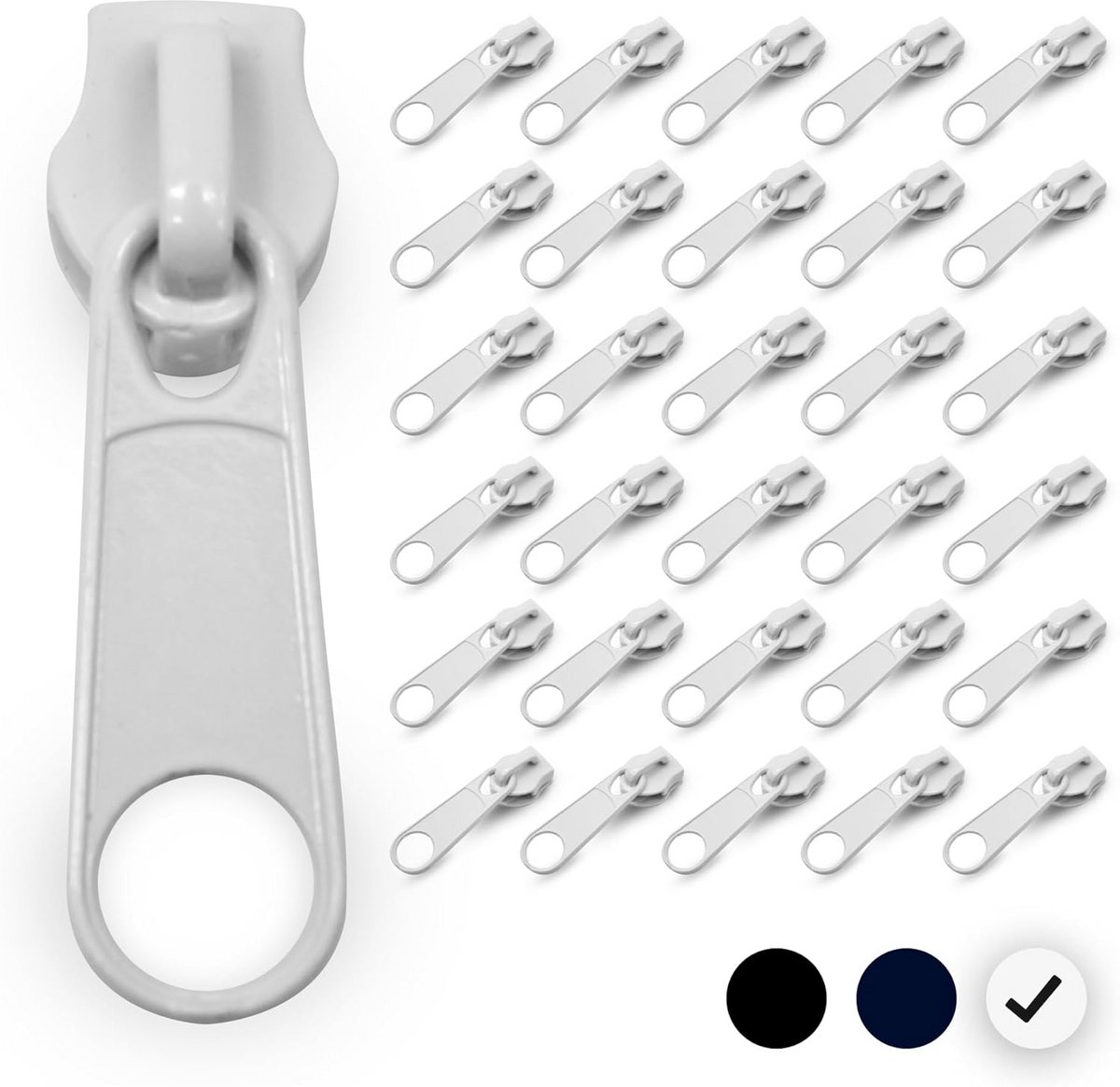 Set van 20 Witte Vervangende Ritslopers Maat 5 (40mm) voor Jassen, Tassen en Kleding