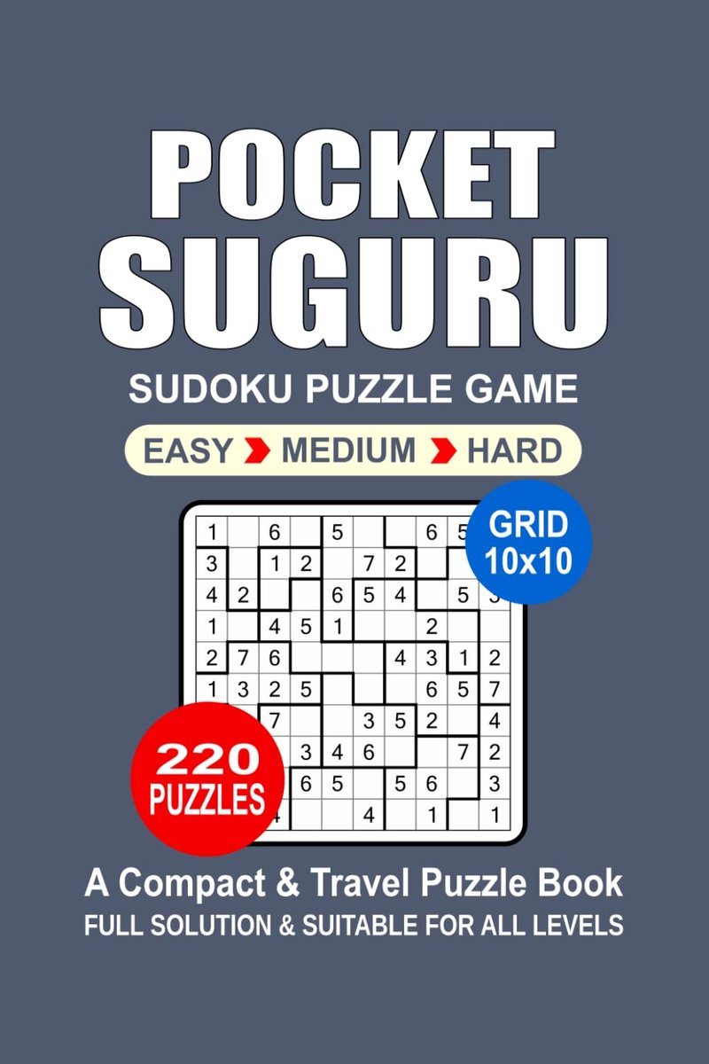 Suguru Puzzelboek - 220 Logische Puzzels in Zakformaat (3 Moeilijkheidsgraden)