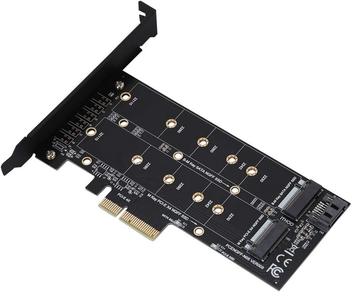 PCI-E naar M.2 Adapterkaart met Dubbele Interface voor NVMe en SATA SSD