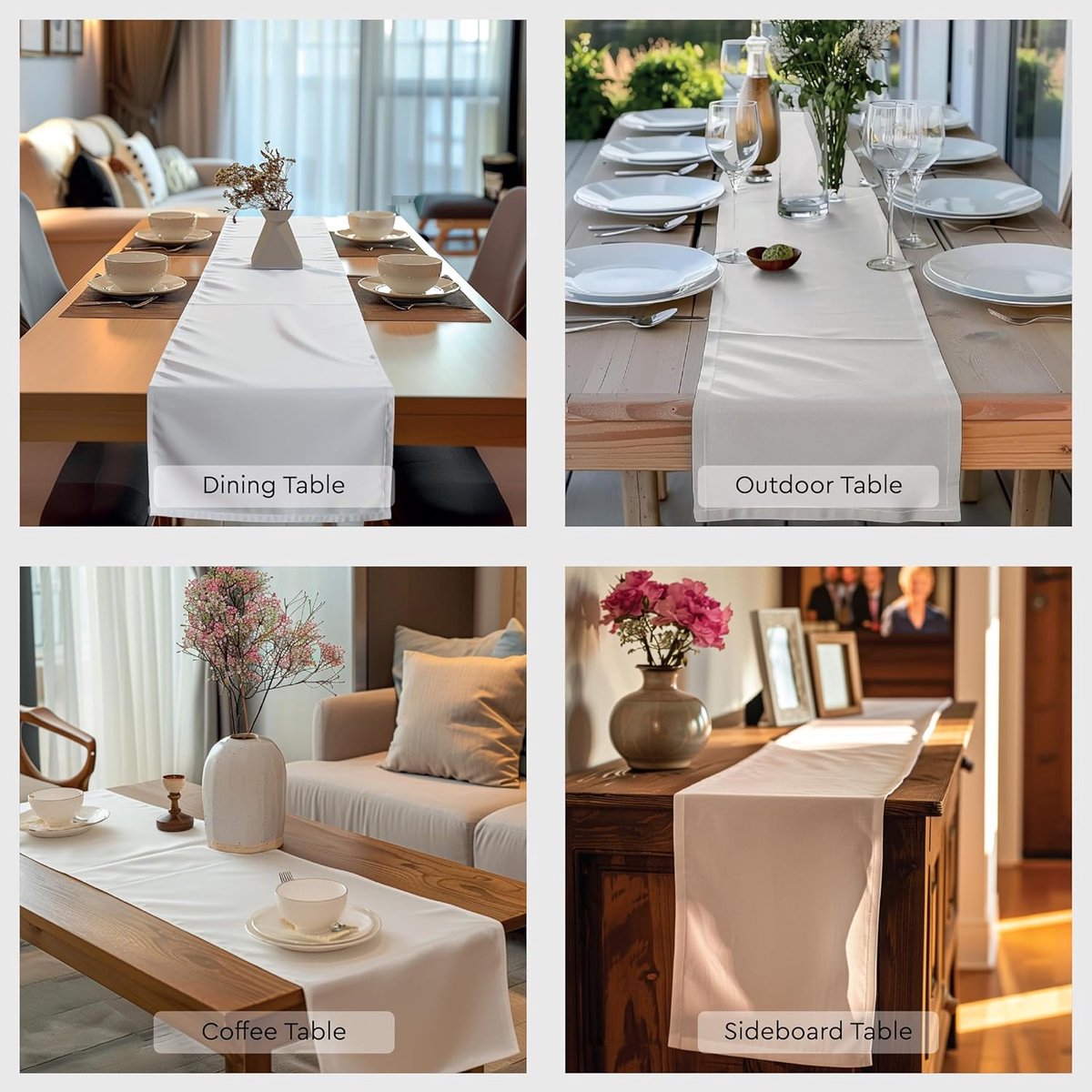 Elegante Velours Tafelloper voor Eettafel 4 Personen 32x150cm Beige
