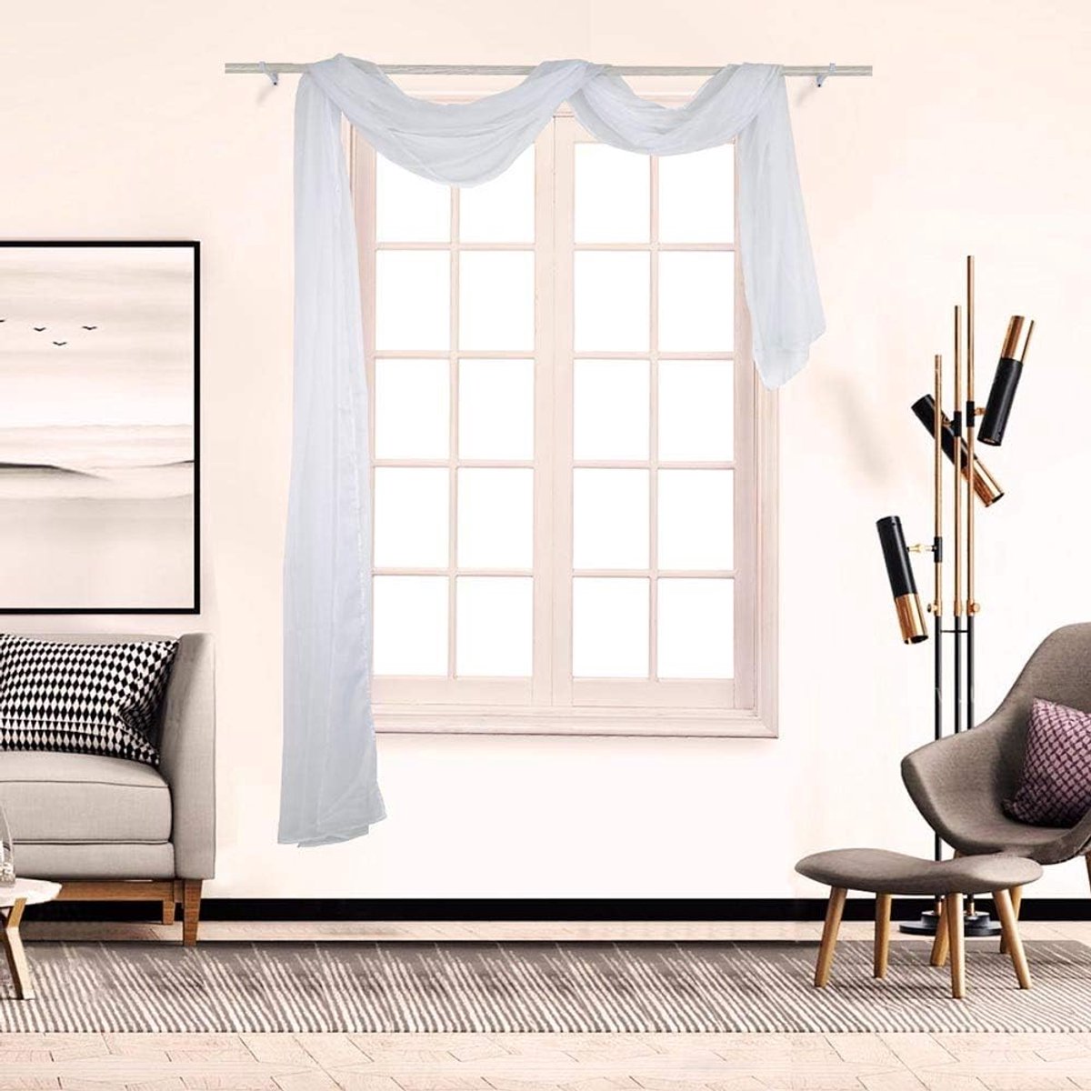 Elegante Transparante Voile Gordijnen Lange Raamdecoratie Sjaal Woonkamer Slaapkamer