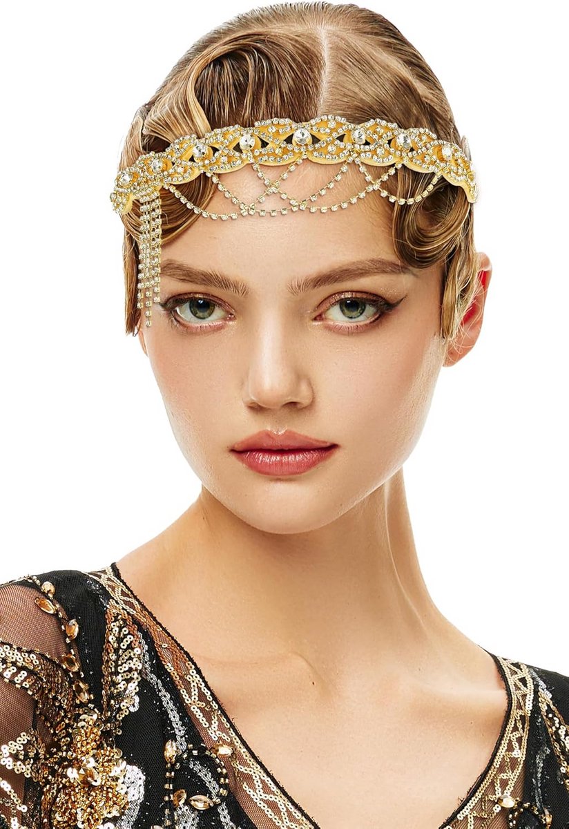 Vintage Jaren 20 Hoofdband Strass Haaraccessoire voor Feest en Gala