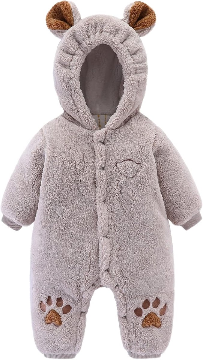 Warme Baby Voetjespak met Capuchon voor Jongens en Meisjes - Zachte Winter Jumpsuit 0-18 Maanden