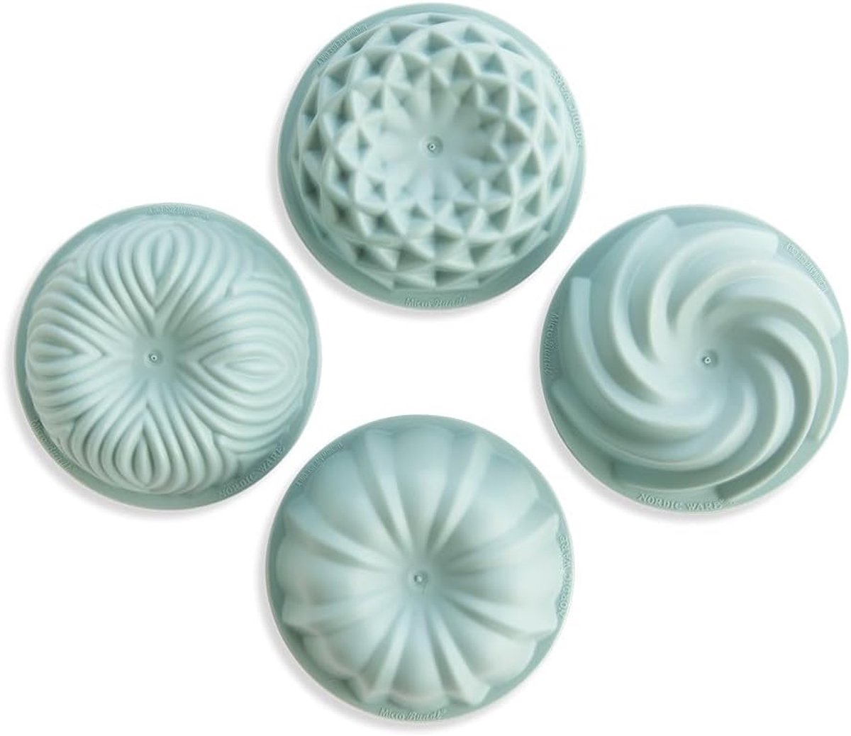 Mini Tulband Vormen - Kleine Cake Vormen - Bakken Maken - Set van Vier - 1 Cup Per Stuk - Blauw