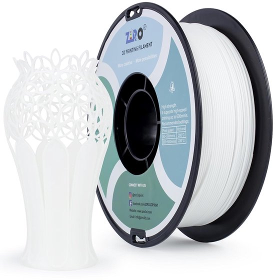 Filamenten High Speed PLA Filament 1.75mm Wit - 1kg voor Snelle 3D Printers | bol