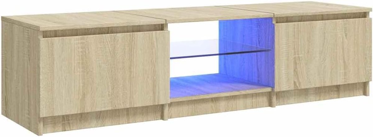 Stijlvolle TV Meubel met LED Verlichting 140 cm Breed voor Moderne Woonkamer