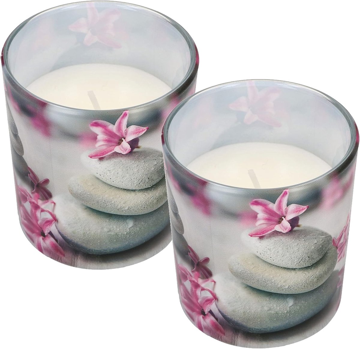 Set van 2 Luxe Geurkaarsen in Glas - Decoratief voor Tuin, Spa & Wellness - Lange Brandduur (22u)