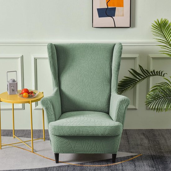 Set van 2 Stretch Wingback Stoelhoezen - 2-in-1 Ontwerp Fauteuil Protector Zacht Groen — afbeelding 2