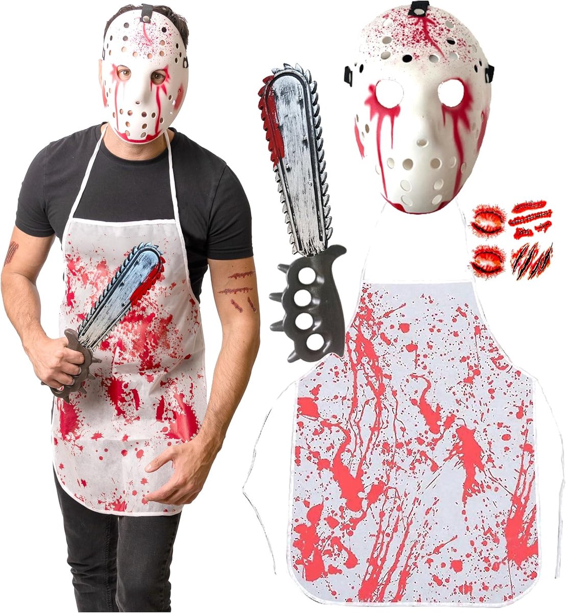Eng Halloween Kostuum Moordenaar met Kettingzaag voor Volwassenen en Tieners