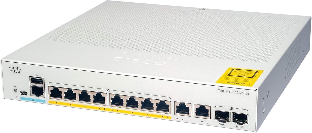 Managed Netwerk Switch met 8 Gigabit Poorten en 2 SFP Uplinks, Stille Werking