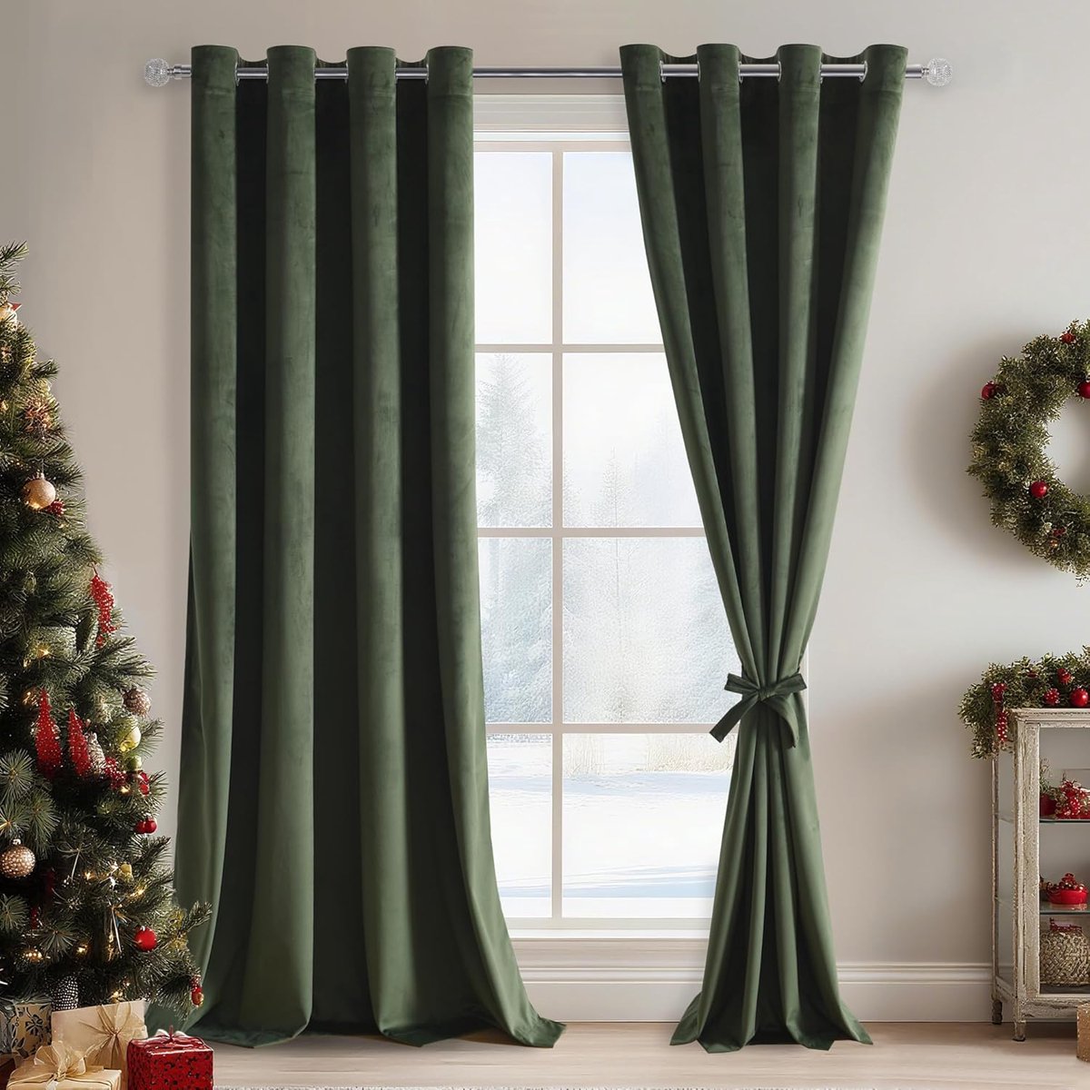 Luxe Velgordijnen Set van 2 260x140 cm Groen Verduisterend Incl. Ties